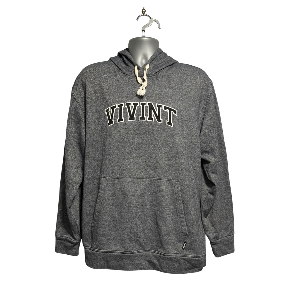 Vivint Mens 2XL Charcoal Heather Gray Graphic Pullover Hoodie Sweatshirt